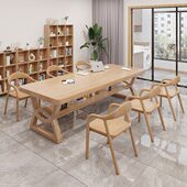 北欧实木大长书桌简约客厅双层学习桌书房书法桌工作台办公长条桌