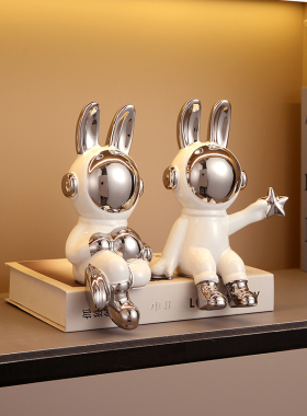 客厅电镀陶瓷g兔子摆件轻奢高档家居饰品玄关酒柜桌面样板房装饰