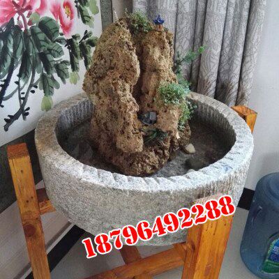 民间老石头养鱼缸 花盆 洗手盆 石器石雕阳台水池 聚宝盆老石槽