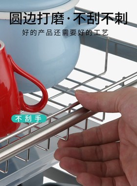304不锈钢厨房置物架三t层滤凉放汲沥水碗架水淋水滴水家用碗碟架