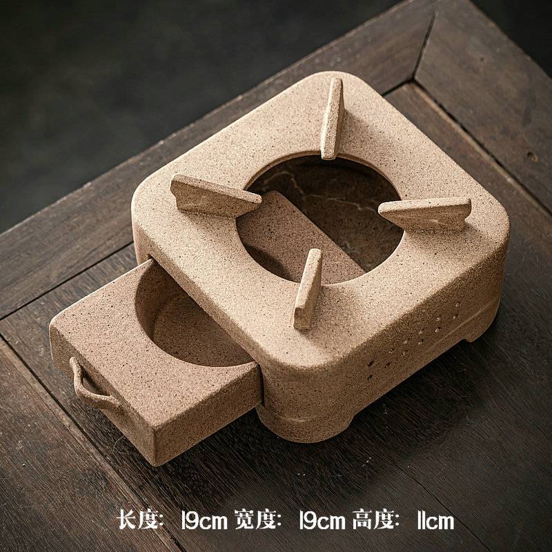 玖田烧粗陶酒精炉子无釉双耳炭炉复古围炉煮茶炉餐厅通用加热底座