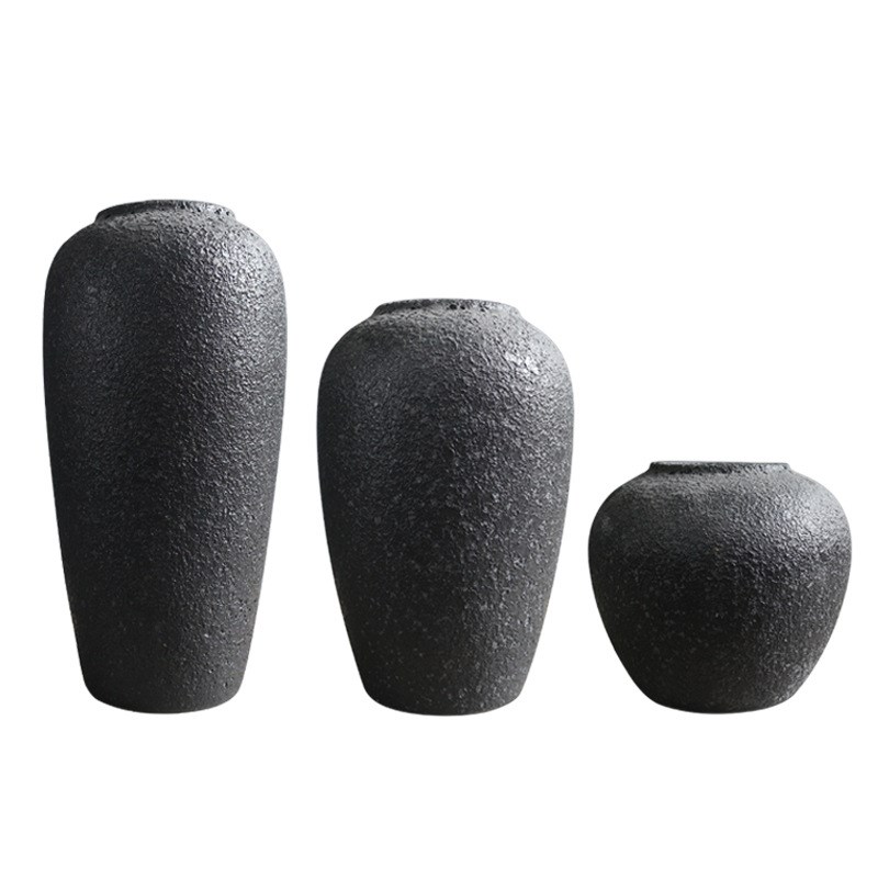 北欧式创意e磨砂花瓶客厅干花插花摆件新中式餐桌软装饰品陶瓷花