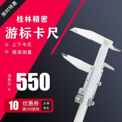 桂林精密游标卡尺0-500/600mm 上下爪 大量程卡尺 高精度0.02