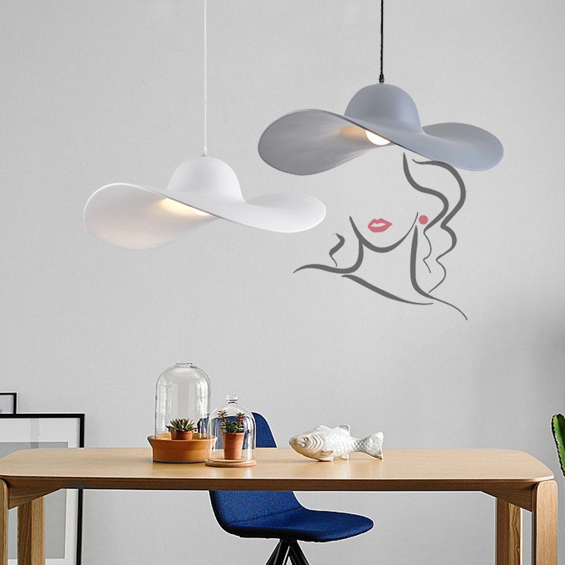 跨镜北欧美女帽吊灯意大利u个性创意客厅卧室餐厅树脂装饰帽子吊