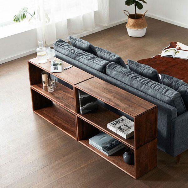 纯实木书柜简易落地自由组合格子柜北欧隔断展示柜沙发边柜多功能