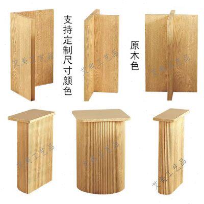 罗马柱实木半圆柱桌腿线条大理石餐桌底座支架欧式简约栅格桌脚
