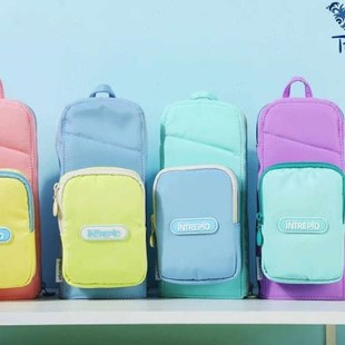 青壹坊新款创意文具盒豆蔻年华拼色大容量书包笔袋小学生铅笔包