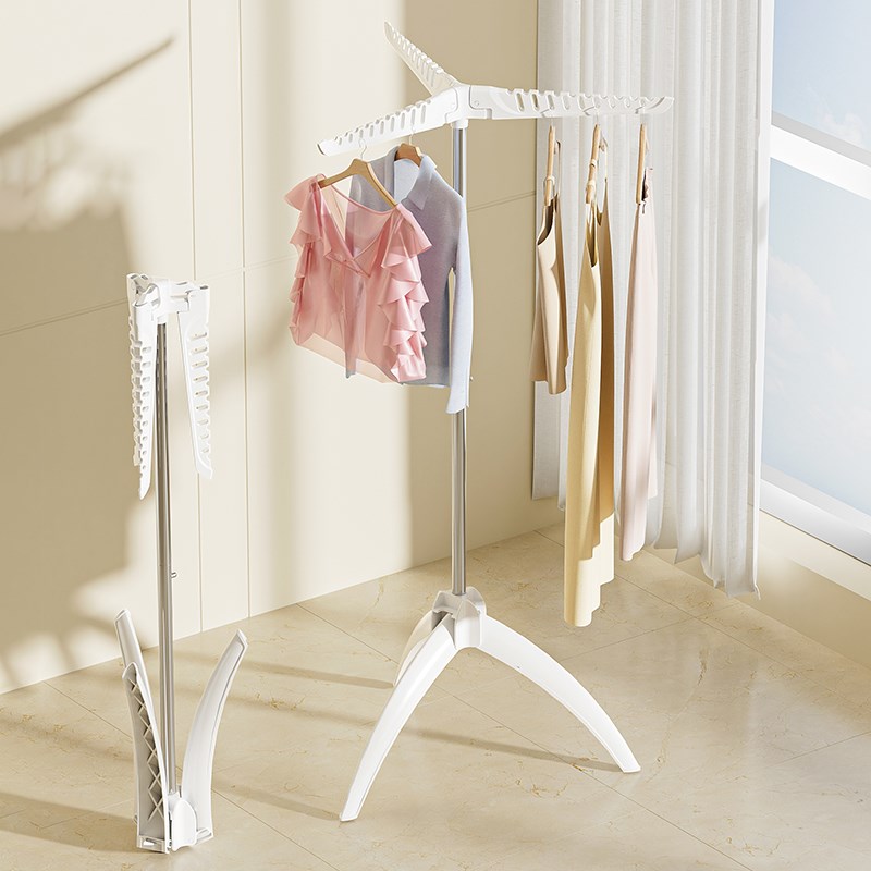 折叠晾衣架落地h式室内家用阳台小型免安装卧室简易挂衣杆晒衣神