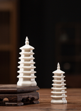 陶瓷手工文昌塔家居办公室书桌假山盆景鱼K缸造景宝塔装饰品小摆