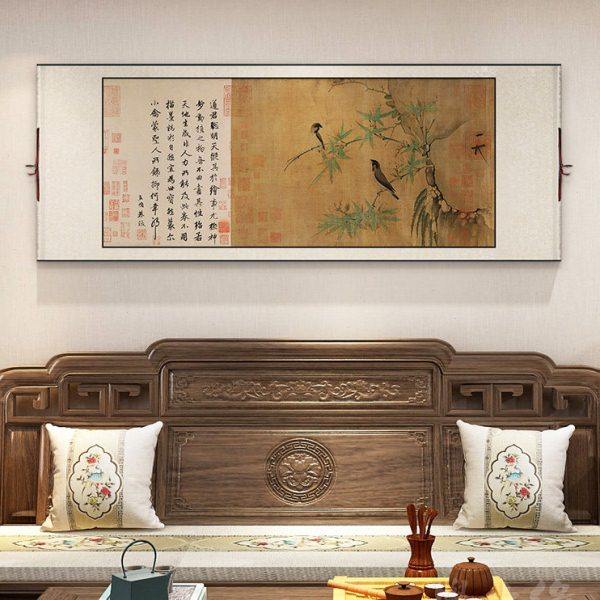 赵佶竹禽图花鸟国画复古中式卷轴挂画卧室客厅装饰画餐厅书房壁画,家居饰品,国画,淘宝优惠券,粉丝福利购,淘宝优惠卷