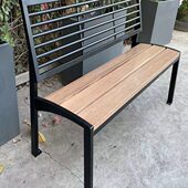 公园椅户外长椅防腐木不锈钢长条凳庭院花园室外公共实木成品座椅