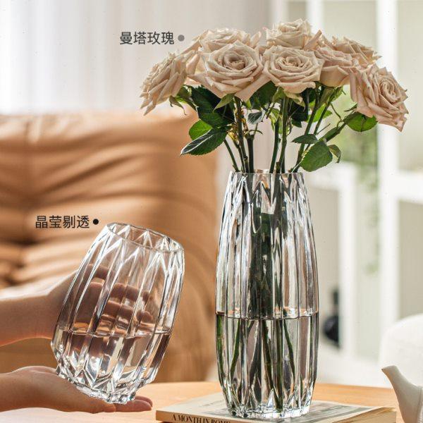 花瓶插花客厅高级感玻璃摆件轻奢透明水养百合矮款玫瑰宽口北欧小,家居饰品,花瓶,淘宝优惠券,粉丝福利购,淘宝优惠卷