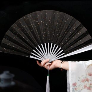 金属骨架铁扇子男女坊身铝合金折扇白色带流苏古风随身便携夏天