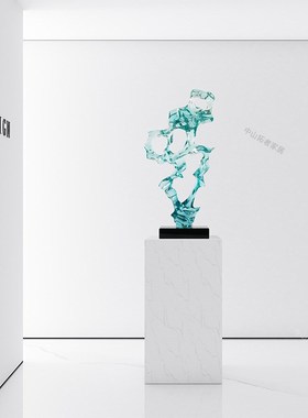 售楼处假山雕塑海浪艺术品简约现代抽象透L明树脂装饰品玄关桌摆