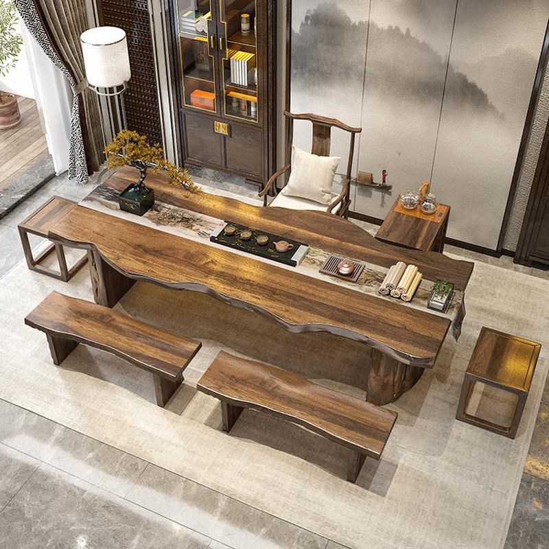 新中式实木茶桌全套家用客t厅原木大板桌办公室茶楼功夫茶台茶桌