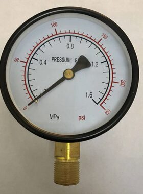英文压力表 Y-100 0-1.6mpa 0-230psi 外壳直径100mm 螺纹m20x1.5