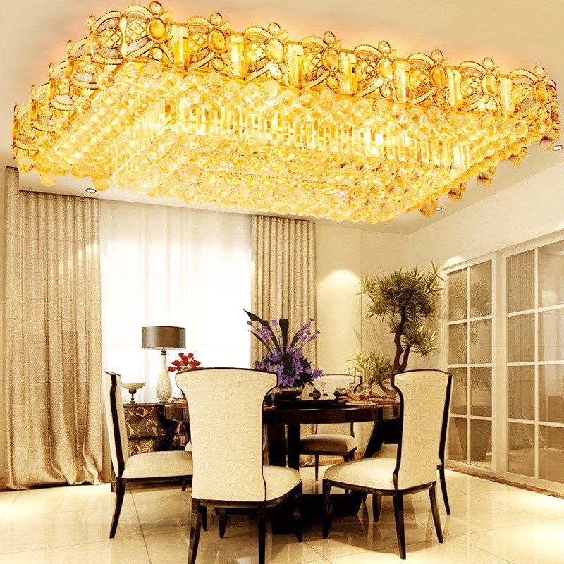 客厅灯长方形水晶灯吸顶灯卧室餐厅水晶酒店大堂灯别.墅灯饰灯具