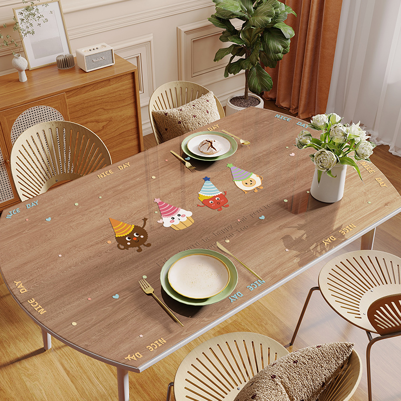 椭圆形桌垫免洗防水防油餐桌v布卡通透明软玻璃桌面保护垫茶几台