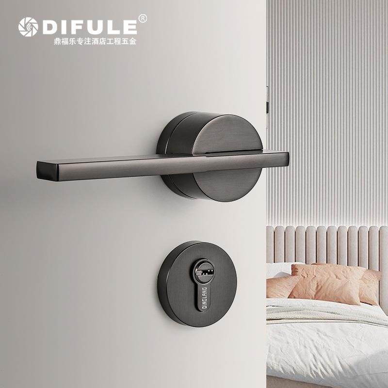 木门执手锁锌合金室内静音门锁现代简约卧室房门分体锁机械锁黑色,基础建材,机械门锁,淘宝优惠券,粉丝福利购,淘宝优惠卷