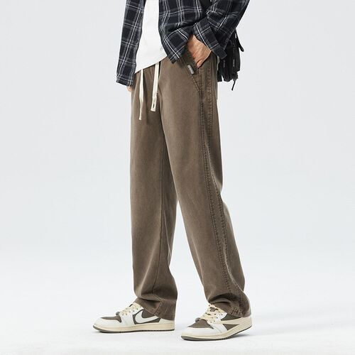 Summer Thin Mens Tencel Casual Pants Straight Wide Leg Ice S