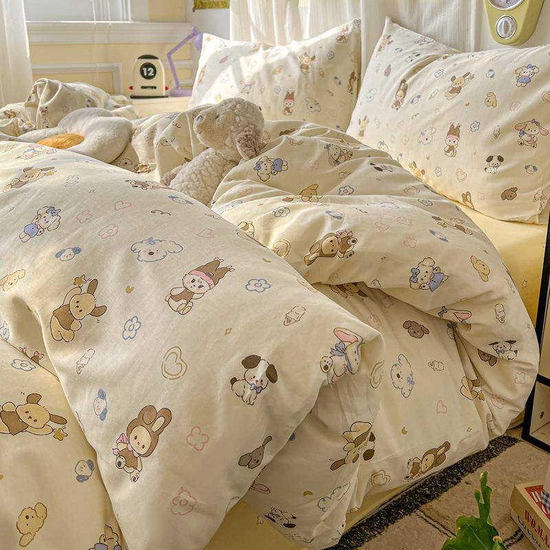 A类床品四件套纯棉全棉新款床单被套被罩学生宿舍床上三件套床笠4