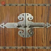 纯铜锁扣大门铜插销中式 仿古大门门栓插锁全铜实木大门如意插销