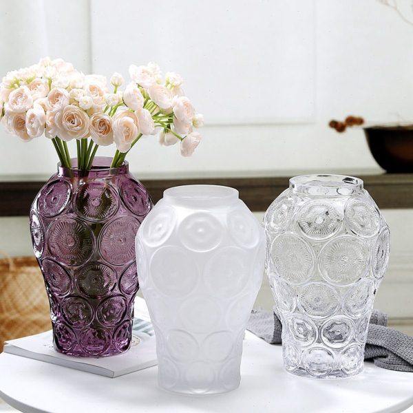 级感复古浮雕玻璃花创意大肚水晶插花客厅软装饰摆件花,家居饰品,花瓶,淘宝优惠券,粉丝福利购,淘宝优惠卷