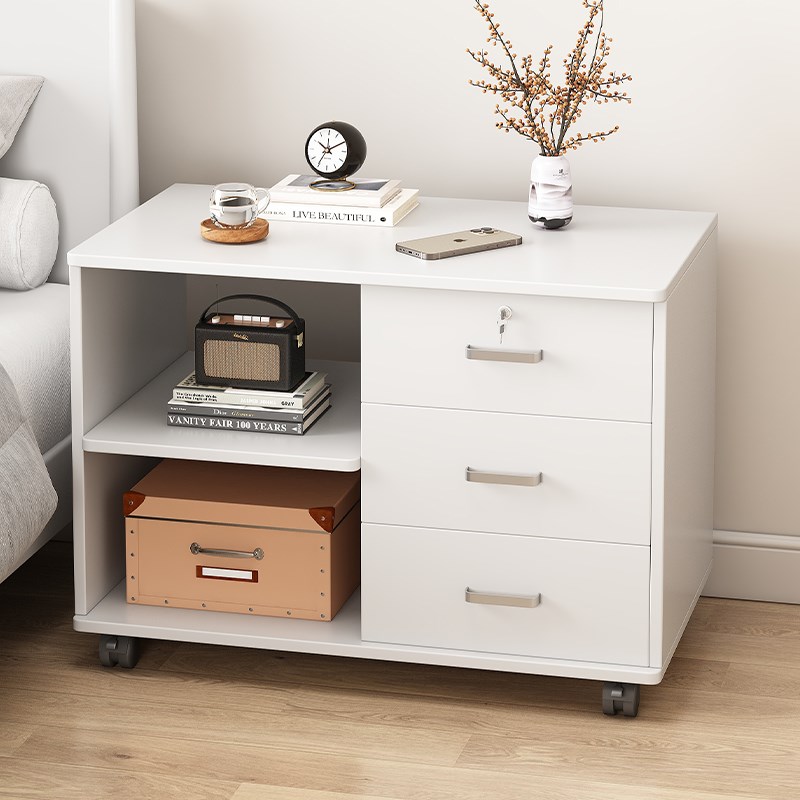 带锁床头柜家用卧室收纳柜r可移动床头置物架小型储物柜子2025新