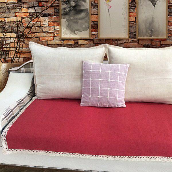 布艺加厚花边沙发垫坐垫防滑四季红色棉麻 欧式套巾罩 可定做包邮