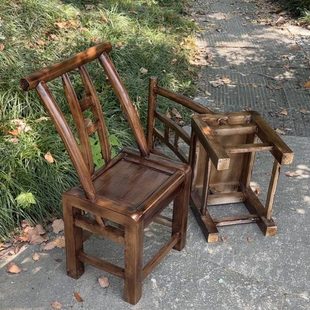 手工复古做旧实木椅子凳子靠背椅餐椅榉木柏木古典怀旧家用烧烤店