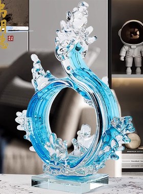 弗朗德轻奢现代琉璃工艺品风生水B起招财电视柜酒柜摆件乔迁礼物
