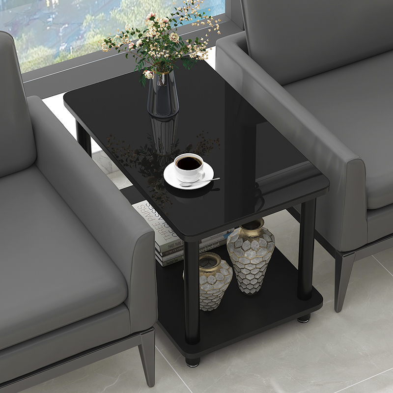 沙发中间小茶几办公室p边几小桌子钢化玻璃小方桌接待室小茶台边