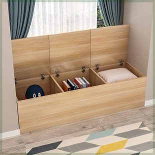 定制上翻盖储物柜客厅可坐人卧室收纳柜飘窗柜阳台柜榻榻米一体