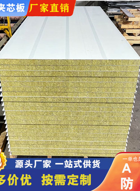 1150机制防火岩棉板彩钢夹心净化板办公室车间集装箱隔断墙吊顶板