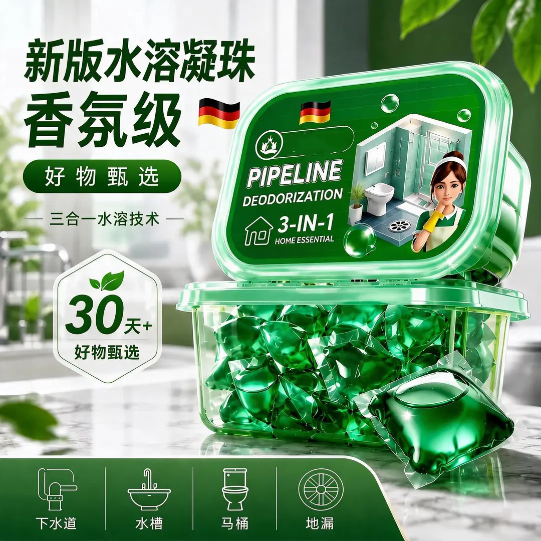 管道管路除臭水溶凝珠下水道水槽