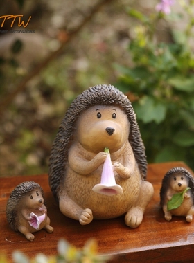 TYTTW可爱牵牛花小刺猬 树脂萌K物摆件 庭院花园装饰