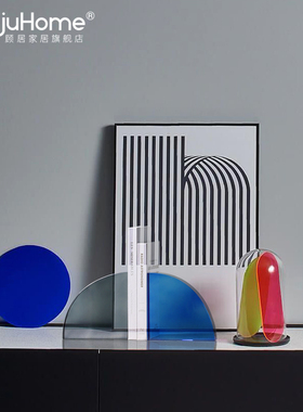 创意轻奢扇形水晶摆件样板房软装简约现代家居客厅玄关Z酒柜装饰