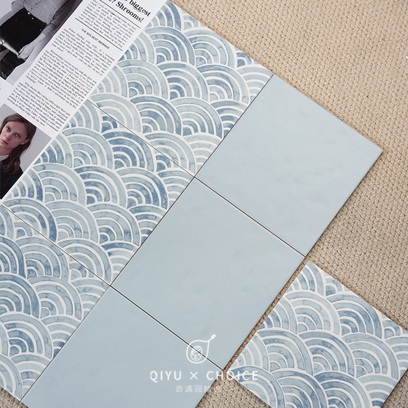 大和风海浪蓝花砖复古艺术墙砖厨房D卫生间瓷砖浴室厕所墙面砖日