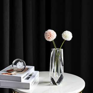简约高级菱形水晶透明玻璃花瓶家居玄关客厅插花酒店精致装 饰摆件