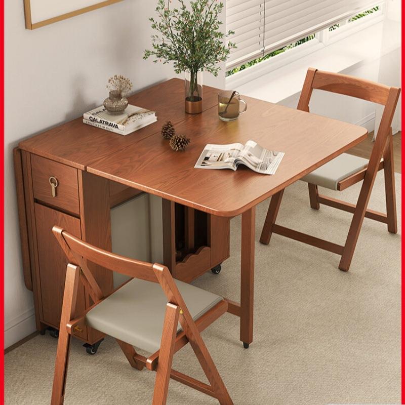 志光简约现代折叠餐桌小户型家用可移动折叠桌可折叠实木折叠桌子