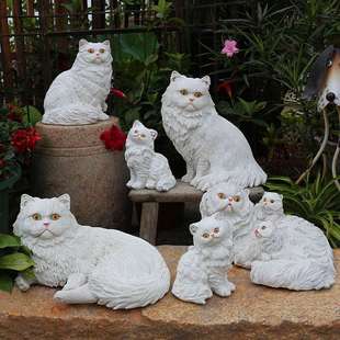 波斯猫摆件动物树脂模型公仔家居装 饰品仿真摆件 饰客厅电视柜装