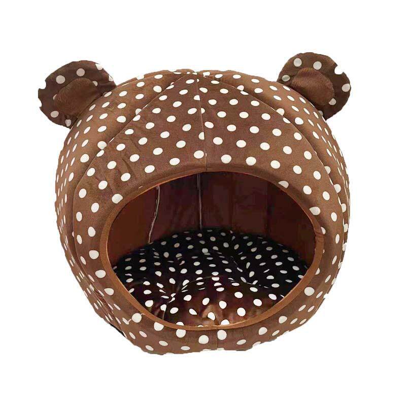 狗窝冬季保暖小型犬咖啡熊宠物床 四季通用可拆洗猫笼狗屋狗垫子