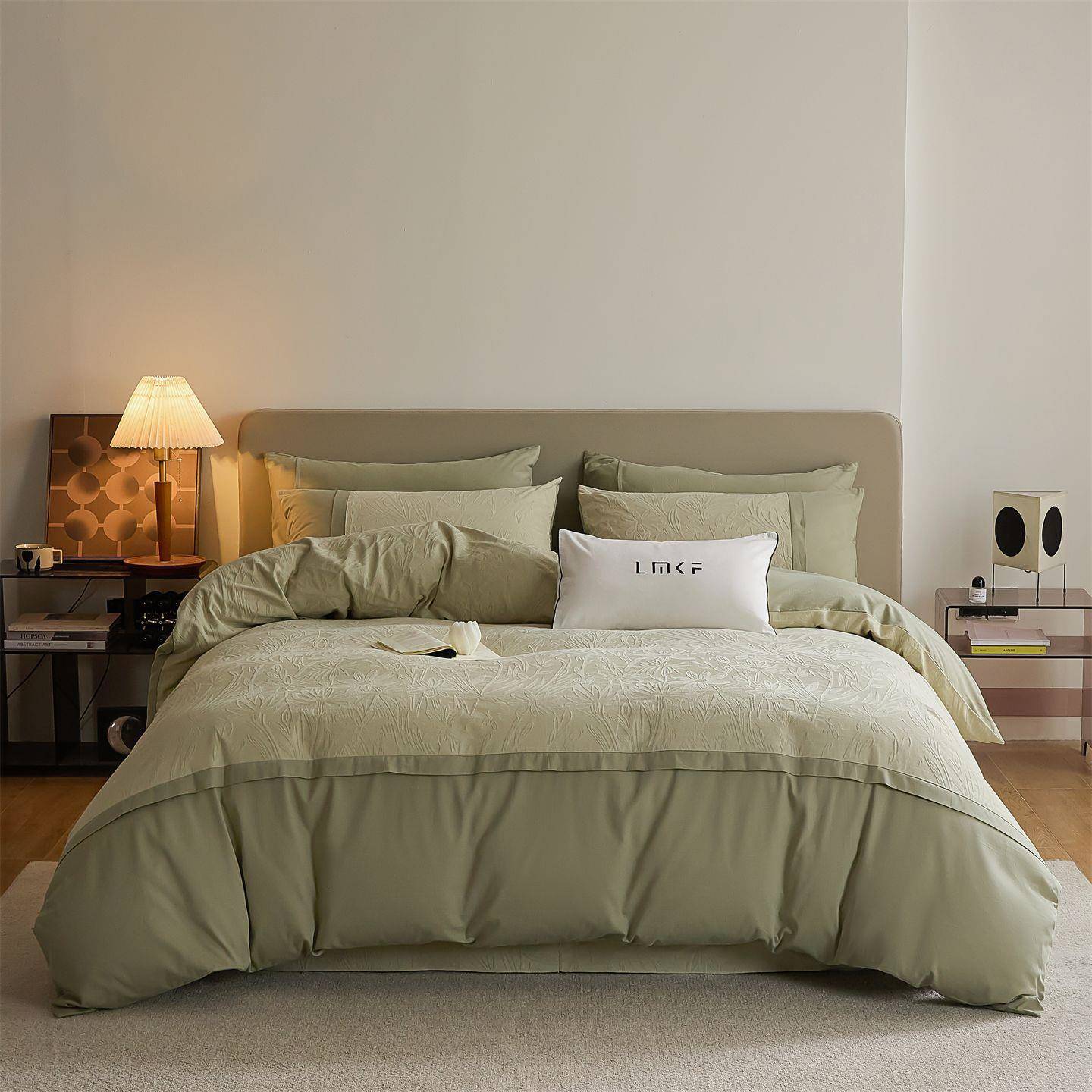 秋冬轻奢100支加厚A类母婴全棉提花磨毛四件套纯棉床单被套拼接款