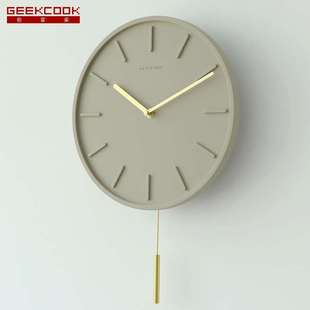 水泥工艺品摇摆静音挂钟加工生产 饰座钟 清水水泥表面植绒工艺装