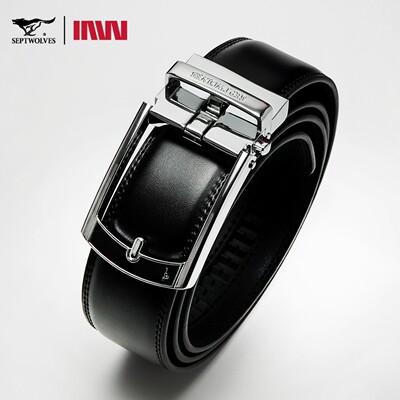 七匹狼头层牛皮皮带男士新款真皮自动扣腰带男礼物送爸爸牛仔裤带