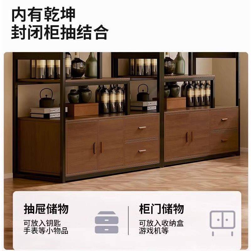 新中式酒柜小户型展示柜餐厅置物架靠墙客厅新款柜子家庭储物柜