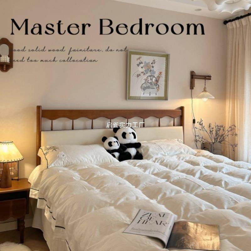 法式全实木床涟漪床1.5m双人主卧1.8单人复古民宿床经济型家具