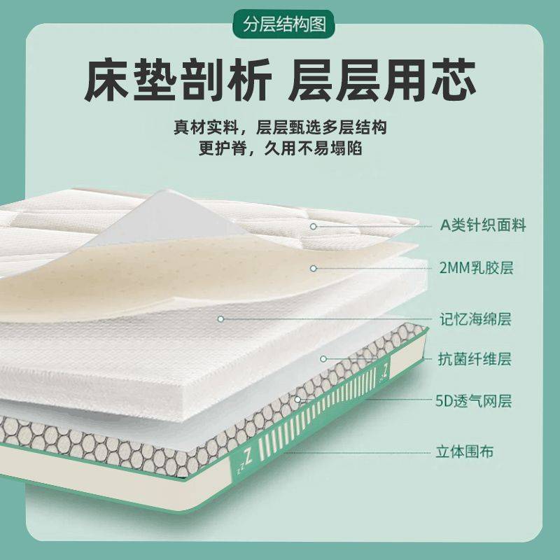 抗菌乳胶记忆棉床垫软垫学生宿舍单人90x190家用租房护脊床垫铺底