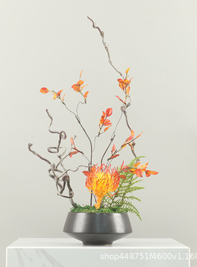 新中式现代绿色仿真花艺绿植花束插花样板间客厅茶几餐桌摆放摆件