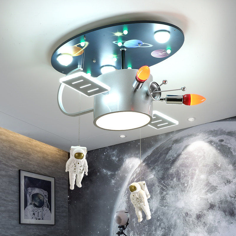 儿童卧室吊灯航空星球空间站卫星模型灯男孩房间灯具元素儿童房